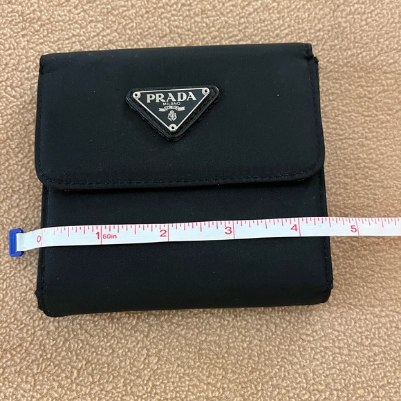 Preowned Prada Nylon Logo plate black trifold wallet - Picture 14 of 15